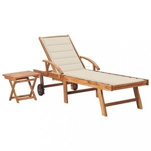 Záhradné lehátko so stolíkom teak / látka Dekorhome vyobraziť