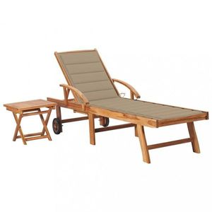 Záhradné lehátko so stolíkom teak / látka Dekorhome vyobraziť