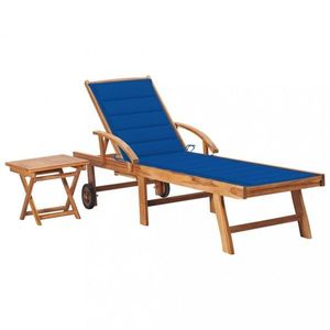 Záhradné lehátko so stolíkom teak / látka Dekorhome vyobraziť