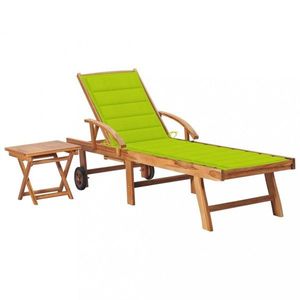 Záhradné lehátko so stolíkom teak / látka Dekorhome vyobraziť