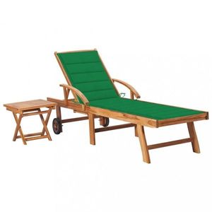 Záhradné lehátko so stolíkom teak / látka Dekorhome vyobraziť