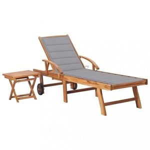 Záhradné lehátko so stolíkom teak / látka Dekorhome vyobraziť