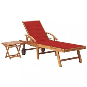 Záhradné lehátko so stolíkom teak / látka Dekorhome vyobraziť