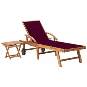 Záhradné lehátko so stolíkom teak / látka Dekorhome vyobraziť
