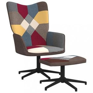 Otočné kreslo s podnožkou patchwork látka / kov Dekorhome vyobraziť