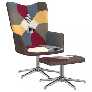 Otočné kreslo s podnožkou patchwork látka / kov Dekorhome vyobraziť