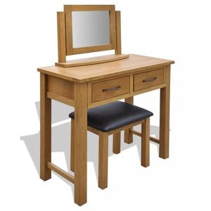 Toaletný stolík s taburetom dub / čierna Dekorhome vyobraziť