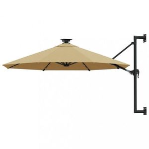 Nástenný slnečník s LED svetlami Ø 300 cm látka/kov Dekorhome vyobraziť