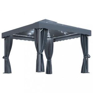 Záhradný altánok so závesmi a LED reťaze 3x3 m Dekorhome vyobraziť