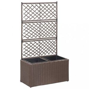 Truhlík trelážou a 2 kvetináči 58x30x107 cm polyratan Dekorhome vyobraziť