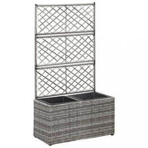 Truhlík trelážou a 2 kvetináči 58x30x107 cm polyratan Dekorhome vyobraziť