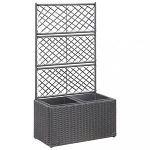 Truhlík trelážou a 2 kvetináči 58x30x107 cm polyratan Dekorhome vyobraziť