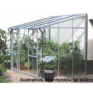 Skleník k stene VITAVIA IDA 5200 polykarbonát strieborný Dekorhome vyobraziť