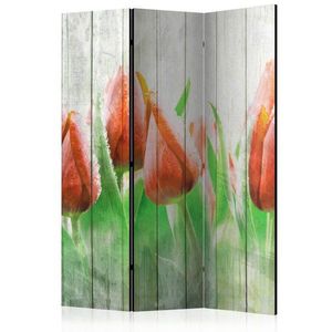 Paraván Red tulips on wood Dekorhome vyobraziť