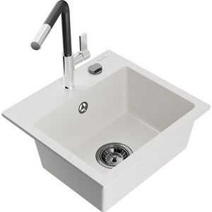 MEXEN/S MEXEN/S - Milo granitový drez 1-miska vrátane batérie Flora, biela 6505-20-670401-07-B vyobraziť