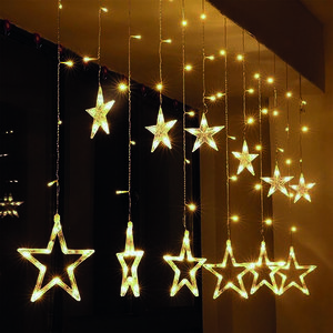 Solight LED vonkajší vianočný záves Hviezdy, šírka 3 m, 123 LED, IPP44, 3x AA, teplá biela vyobraziť