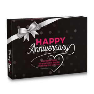Spielehelden Happy Anniversary Black Edition, Kartová hra pre páry, 110 otázok, Darčeková krabička v anglickom jazyku vyobraziť