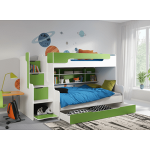ArtBed Detská poschodová posteľ s roštom HARRY | biela/zelená 120 x 200 cm vyobraziť