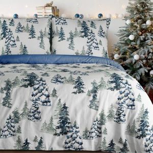 ArtFir Vianočné obliečky na jednolôžko NATAL | biela/modrá 140 x 200 cm vyobraziť