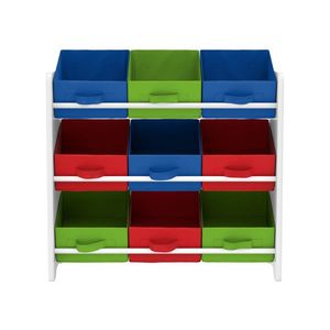 LIVARNO home Skladovací regál s 9 textilnými boxami (zelený/červený/modrý) vyobraziť