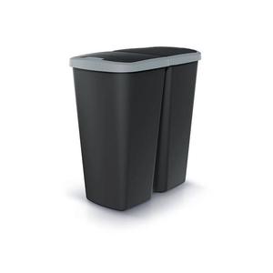 Kôš odpadkový COMPACTA Q DUO čierna so svetlo šedým vekom 45l vyobraziť