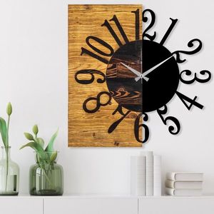 Dekoratívne nástenné hodiny WALLIE 58 cm čierne/orech vyobraziť