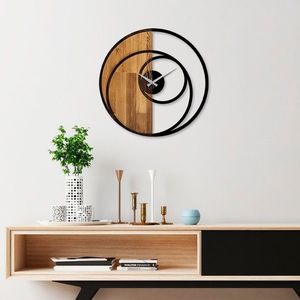 Dekoratívne nástenné hodiny WALLIE CIRCLE 56 cm orech/čierne vyobraziť