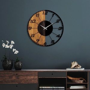 Dekoratívne nástenné hodiny WALLIE LINEAR 56 cm orech/čierne vyobraziť