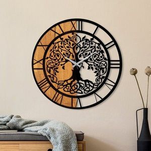 Dekoratívne nástenné hodiny WALLIE TREE LIKE 56 cm orech/čierne vyobraziť