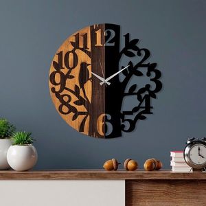 Dekoratívne nástenné hodiny WALLIE TREE 56 cm čierne/orech vyobraziť