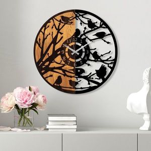 Dekoratívne nástenné hodiny WALLIE WOODEN 56 cm orech/čierne vyobraziť