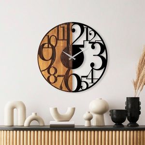Dekoratívne nástenné hodiny WILLIE CONTRAST 56 cm orech/čierne vyobraziť