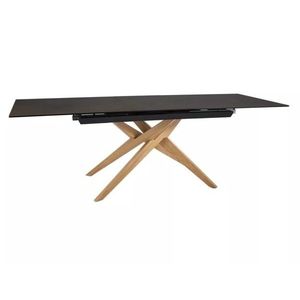 Jedálenský rozkladací stôl Loreto 180/230 cm keramika hnedý/dub prírodný vyobraziť