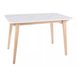 Jedálenský stôl Marcus 120 cm z masívu biely mramor/dub prírodný vyobraziť