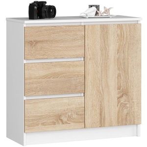 Komoda JERRY K 80 cm 1 dvere 3 zásuvky biela vyobraziť