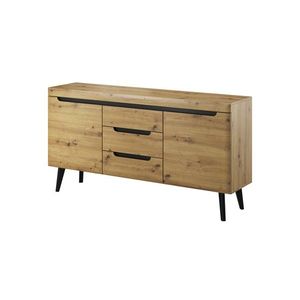 Komoda Nordi 160 cm so zásuvkami čierna/dub artisan vyobraziť