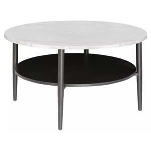 Konferenčný stolík Ella 80 cm biely mramor/čierny vyobraziť