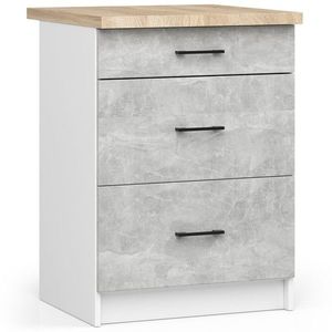 Kuchynská skrinka Olivie S 60 cm 3S biela/betón/dub sonoma vyobraziť
