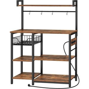 Kuchynský regál Vasagle Emmi 90 cm so zásuvkami hnedý/čierny vyobraziť