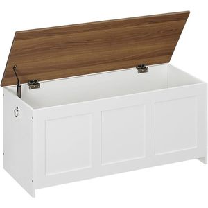 Lavica s úložným priestorom Vasagle Braisy 100 cm biela/orech vyobraziť