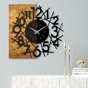 Nástenné dekoratívne hodiny WALLIE I. 58 cm orech/čierna vyobraziť