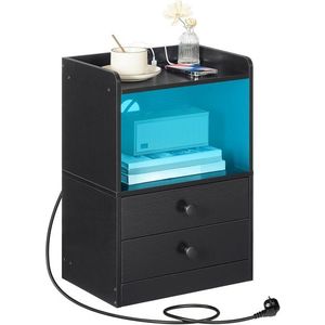 Nočný stolík Silven 38 cm s LED osvetlením a nabíjacou stanicou čierny vyobraziť