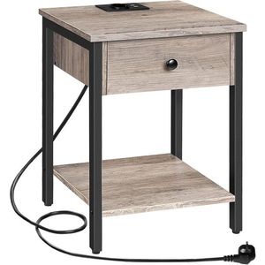 Nočný stolík Vasagle Ferira 40 cm s nabíjacou stanicou čierny/sivý vyobraziť