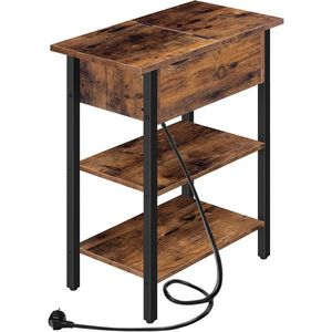 Odkladací stolík Vasagle Frenzy 48 cm s nabíjacou stanicou hnedý/čierny vyobraziť
