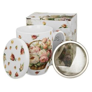 Porcelánový hrnček PIWONIE 350 ml so sitkom viacfarebný vyobraziť