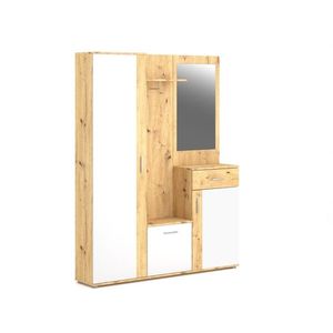 Predsieňová stena Trio so zrkadlom 145 cm dub Artisan/biela vyobraziť