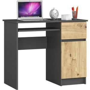 Písací stôl PIKSEL 90 cm grafitovo sivý/dub artisan pravý vyobraziť