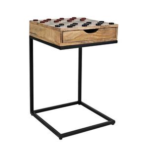 Šachový stolík Avola 42 cm z masívu hnedý/čierny vyobraziť