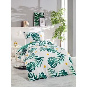 Sada 2 ks bavlnených obliečok 140x200 cm + 50x70 cm Monstera zelená vyobraziť