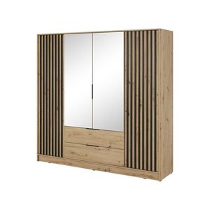 Šatníková skriňa Nelly 206 cm so zrkadlom dub artisan/čierna vyobraziť